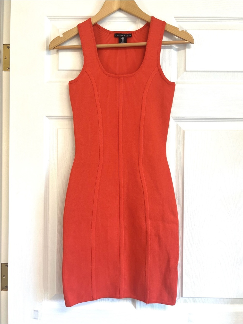 Sincerely Jules Sleeveless Coral Bodycon Mini Dress minimalist holidays women S
